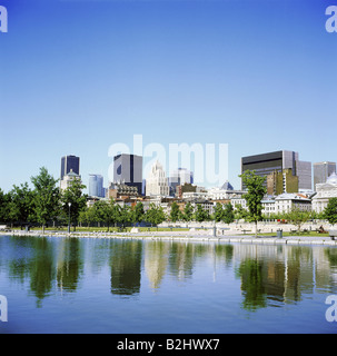 Geografia / viaggi, Canada, Québec, Montreal, viste sulla città, cityscape vista dal porto antico presso la città, Foto Stock