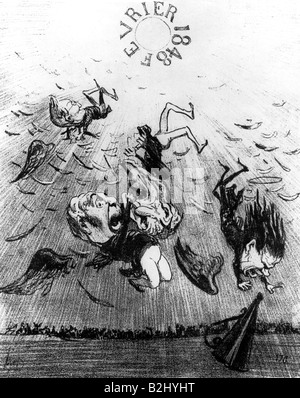 Eventi, rivoluzioni 1848 - 1849, Francia, rivoluzione di febbraio 21.2.1848 - 24.1.1848, caricatura, 'i nuovi Icarusi', disegno di Honore Daumier, , Foto Stock