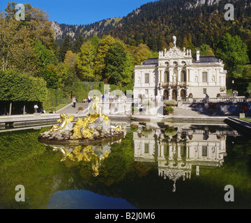 Architettura, castelli, in Germania, in Baviera, il castello di Linderhof, vista esterna, 1874 - 1878, costruito da Georg Dollmann, storico histor Foto Stock