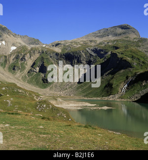 Geografia / viaggi, Austria, Carinzia, paesaggi, lago glaciale in agosto, Grossglockner Hochalpenstrasse, ghiacciai, Foto Stock