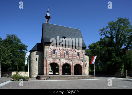 Architettura, chiese e conventi, Germania, Hesse, ex Abbazia dei Benedettini di Lorsch, Königshalle carolingia, Torhalle dell Abbazia Benedettina, vista esterna, fondata 764 , Additional-Rights-Clearance-Info-Not-Available Foto Stock