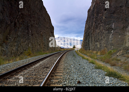 Canadian Pacific Railroad riga vicino Lago di Kamloops, " British Columbia " Canada Foto Stock