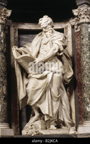 Matteo, Evangelista, apostolo, statua della Basilica di San Giovanni in Laterano, costruita: Metà del 17th secolo, Roma, Italia, Foto Stock