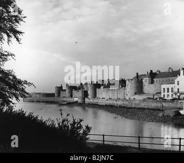 Geografia / viaggio, Gran Bretagna, Galles, città, Caernarfon (formely Caernarvon), viste della città / città, 1950s, , Foto Stock