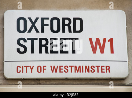 Oxford Street sign in Londra Foto Stock