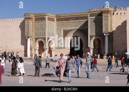 Bab Mansour in Meknes, Marocco Foto Stock