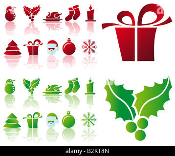 Abstract illustrazione vettoriale di vari Natale icone e simboli Foto Stock