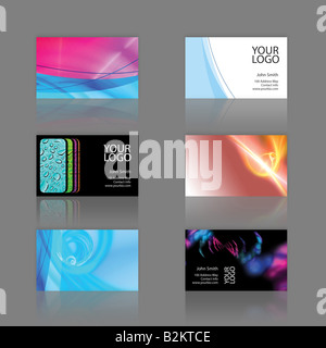 Assortimento di 6 moderne business card progetta i modelli che sono pronti per la stampa e completamente personalizzabile Foto Stock