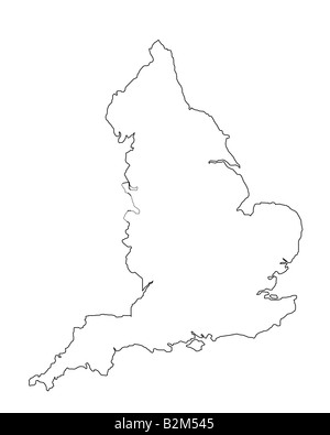 Mappa di Inghilterra su sfondo bianco Foto Stock