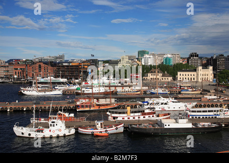 Norvegia Oslo harbour generale vista panoramica Foto Stock