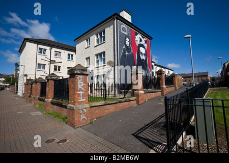 Lo sciopero della fame del mural dagli artisti Bogside, in prevalenza quartiere cattolico di Bogside, Derry, Irlanda del Nord Foto Stock