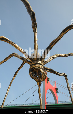 La Maman un enorme scultura di metallo di un ragno di Louise Bourgeois al Museo Guggenheim Bilbao Spagna Foto Stock