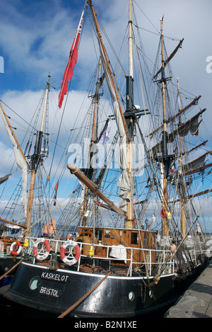 I tre masted barque Kaskelot in porto, Brest 2008 Festival marittimo Francia Foto Stock