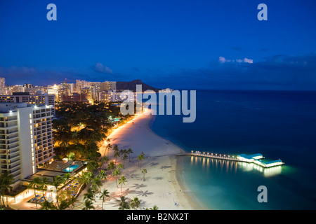 La spiaggia di Waikiki di Oahu Honolulu Hawaii Foto Stock