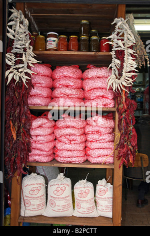 Grecia Macedonia laghi di Prespa Psarades village il fruttivendolo Foto Stock