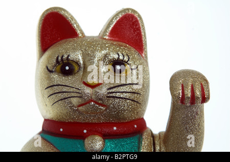 "Lucky cat' faccia e 'sventolando paw' Foto Stock