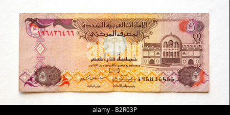 Emirati Arabi Uniti EMIRATI ARABI UNITI 5 5 Dirhams Bank nota Foto Stock