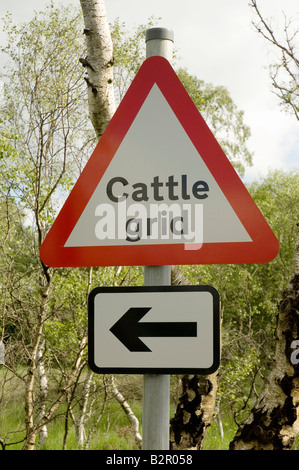 Griglia di bestiame segnale di avvertimento in prossimità dell' Inghilterra UK Regno Unito GB Gran Bretagna Foto Stock