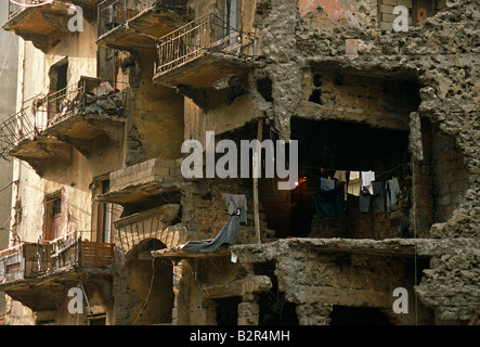 Edificio distrutto, Beirut, Libano Foto Stock