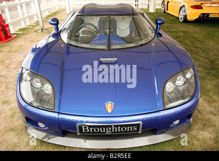 Vista frontale di una Koenigsegg CCX sul display del 2008 a Londra Motor Show Foto Stock