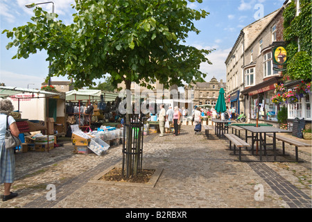Giorno di mercato a Leyburn, North Yorkshire Foto Stock