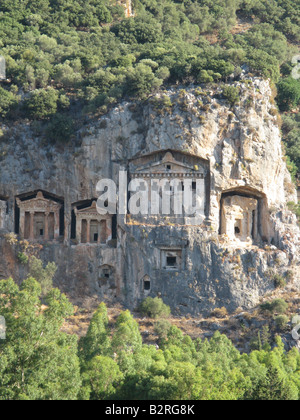 Tombe dei Re nella rupe Kaunos Dalyan Turchia Foto Stock