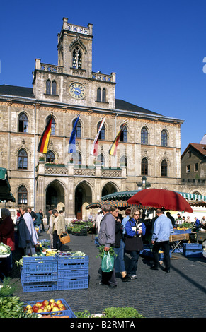 Municipio, mercato, Weimar, Turingia, Germania Foto Stock