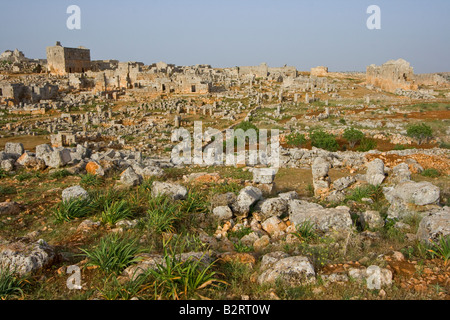 Rovine di Serjilla uno degli antichi Romani città morta in Siria Foto Stock