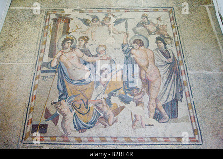 Afrodite e Ares mosaico presso il Museo in Shahba Siria Foto Stock