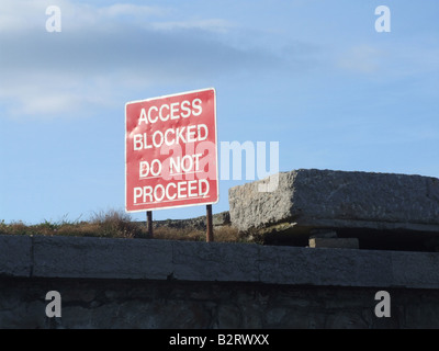 Accesso bloccato non procedere cartello stradale Foto Stock