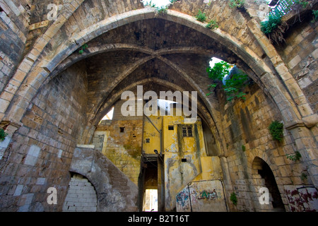 All'interno Valuted resti del castello crociato Tartous in Siria Foto Stock