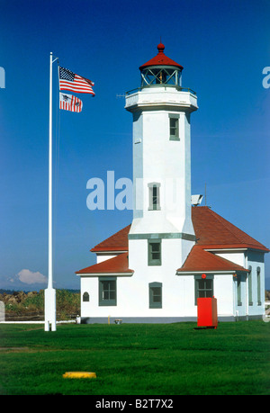 Punto Faro di Wilson in Fort Worden stato parco vicino a Port Townsend, Stati Uniti di Washington Foto Stock