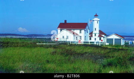 Punto Faro di Wilson in Fort Worden stato parco vicino a Port Townsend, Stati Uniti di Washington Foto Stock