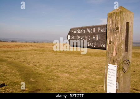 Un sentiero da Vallo di Adriano in Northumberland, Inghilterra. Camminando lungo la parete è un popolare pasttime. Foto Stock