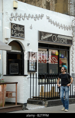 Aglio e scatti ristorante svedese in Greco Street, Soho, Londra, Inghilterra Foto Stock