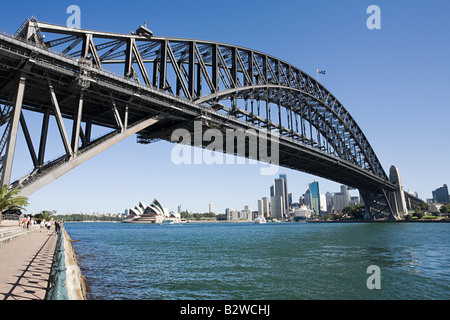 Sydney Opera House di Sydney e il Sydney Harbour Bridge Foto Stock