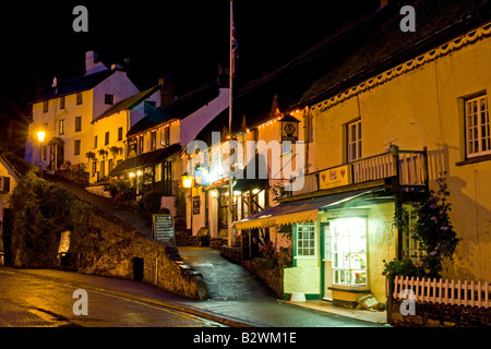 Il Rising Sun Hotel di notte, Lynmouth, Devon Foto Stock