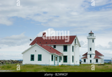 Punto Wilson faro di Fort Worden parco statale, Port Townsend, Washington Foto Stock