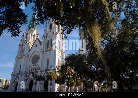 Cattedrale di San Giovanni Battista vicino a Lafayette Square a Savannah in Georgia negli Stati Uniti Foto Stock