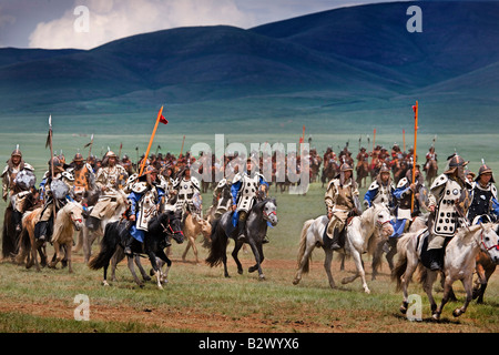 Gengis Khan's ottocentesimo anniversario Festival di Eurasia una nuova promulgazione della unificazione delle tribù mongola Foto Stock