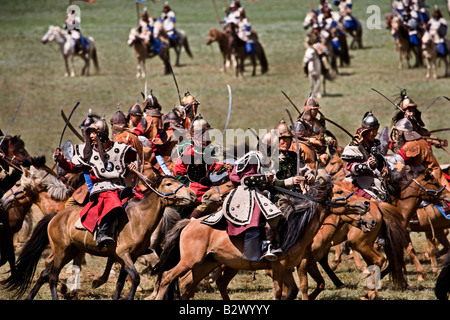 Gengis Khan's ottocentesimo anniversario Festival di Eurasia una nuova promulgazione della unificazione delle tribù mongola Foto Stock