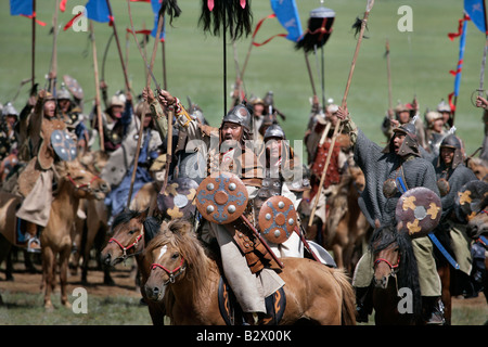 Gengis Khan's ottocentesimo anniversario Festival di Eurasia una nuova promulgazione della unificazione delle tribù mongola Foto Stock