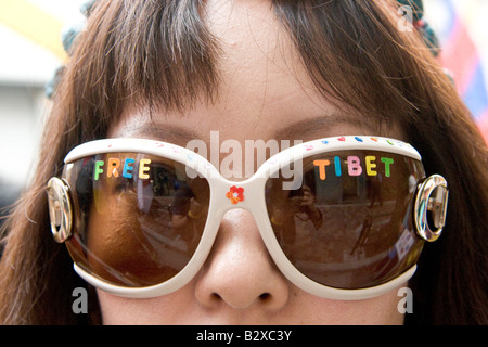 Free Tibet proteste in Tokyo, 9 Agosto 2008 Foto Stock