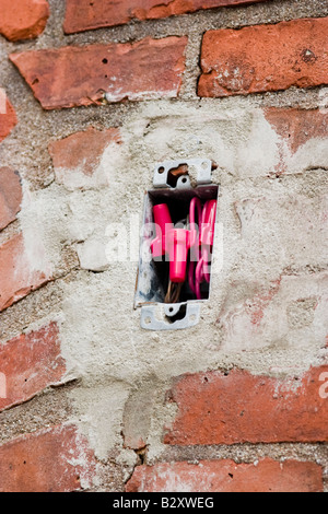 Cavi all'interno di una scatola elettrica Foto Stock