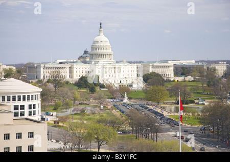 Stati Uniti Capitol vista dal tetto del Museo Newseum di Washington D.C. su Pennsylvania Avenue Foto Stock