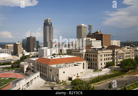 Vista aerea di Omaha Nebraska skyline sul giorno di estate Foto Stock