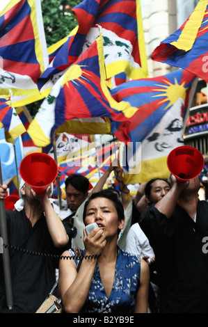 Free Tibet proteste in Tokyo, 9 Agosto 2008 Foto Stock