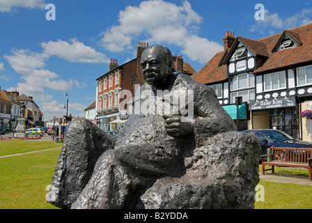 Scultura di Sir Winston Churchill, Westerham, Kent Foto Stock