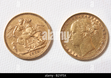 1878 British Gold Sovrano Coin. Foto Stock