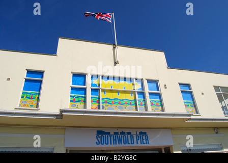 Ingresso al molo, Southwold, Waveney District, Suffolk, Inghilterra, Regno Unito Foto Stock